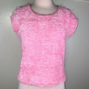 Vintage 90s Pink Fuzzy Top Shaggy Clueless